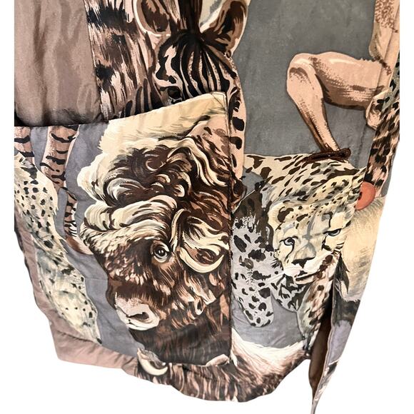 VINTAGE Adam Douglass Womens Puff Jacket Blazer Animal Print  Gray - Picture 3 of 9